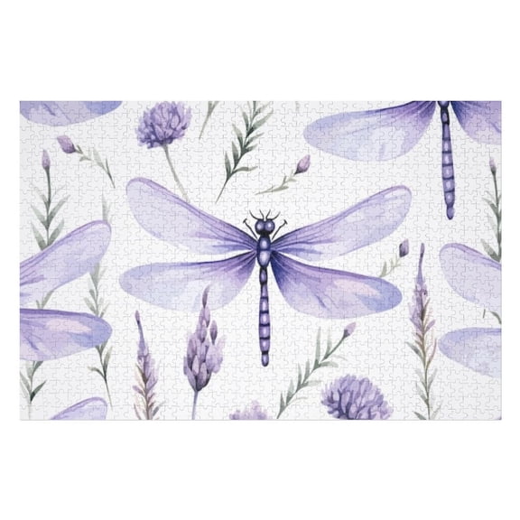 Puzzles for Adults 300 Pieces - Blue Lilac Dragonfly Pattern Best Challenging Puzzles for Cognitive Workout - Safe Eco-Friendly - Most Popular Leisure Activities