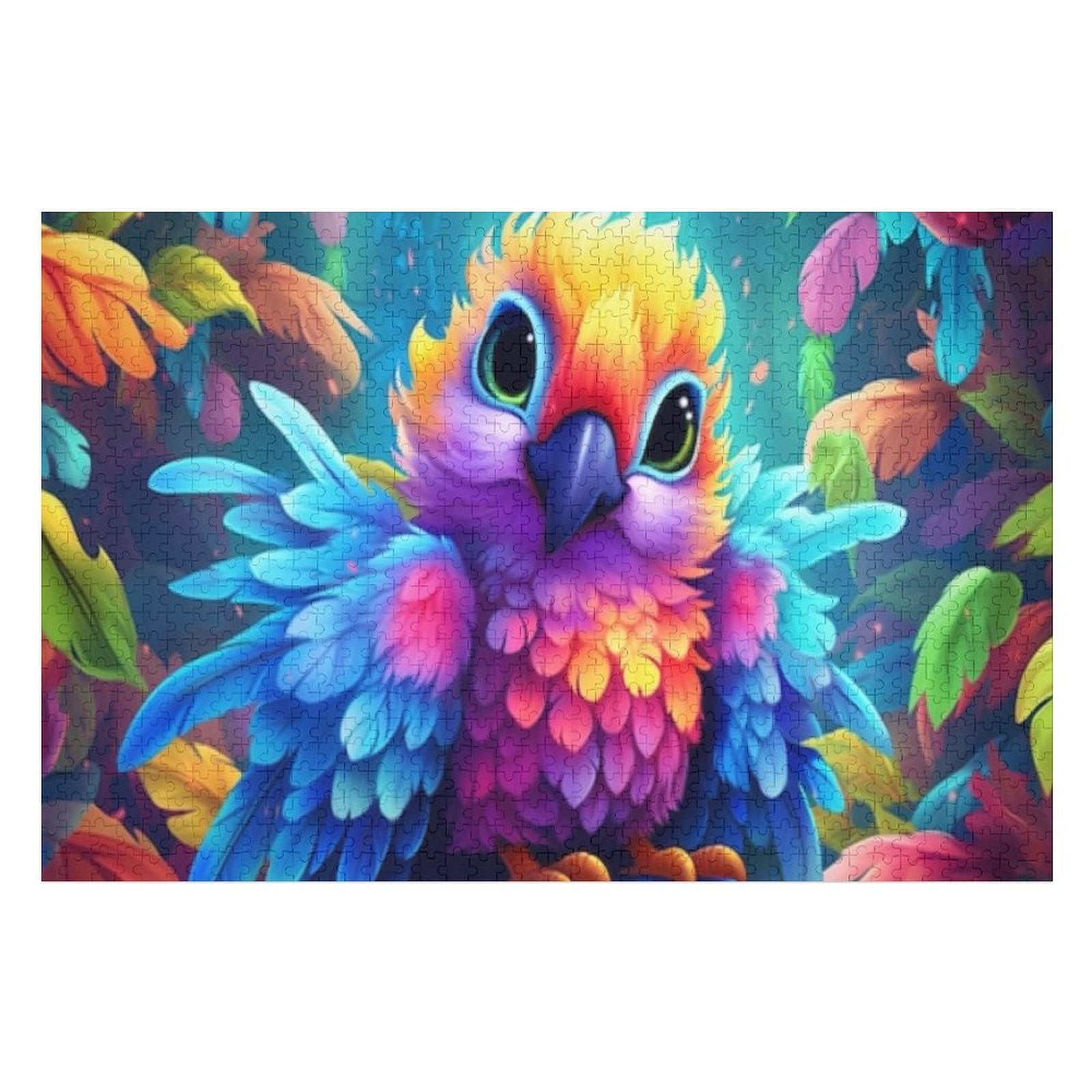 Curated visual reference: Parrot Exercise Centers With Challenging Puzzles Reference: Puzzles For Adults 300 Pieces Brightly Colored Parrot Sitting Branch