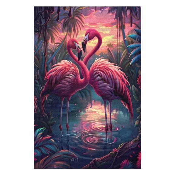 Puzzles for Adults 300 Pieces - Cartoon Tropical Flamingo Challenging High Difficulty Jigsaw Puzzle,Great Gift for Jigsaw Lovers for Family Fun & Couples