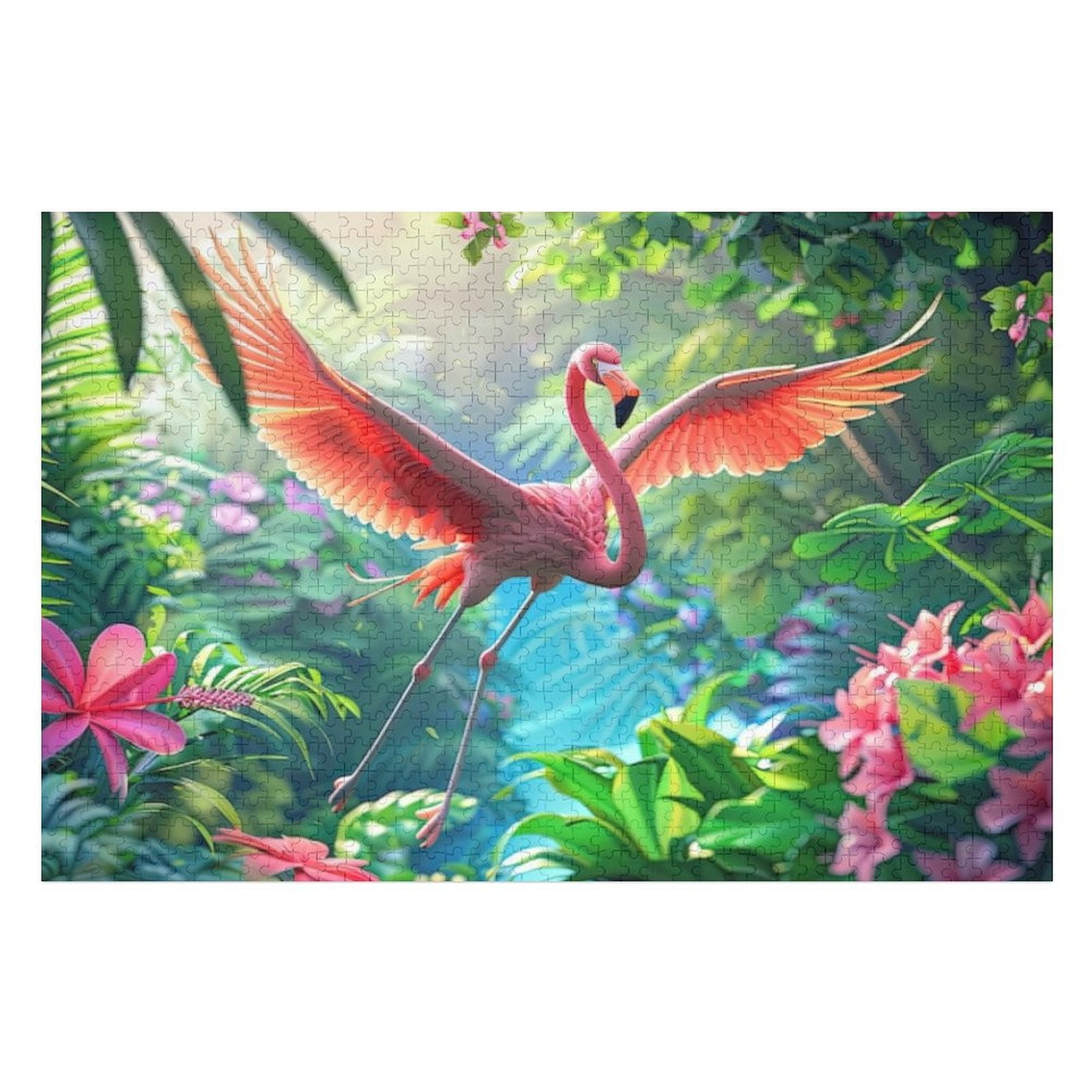 Puzzles for Adults 300 Pieces - Cartoon Tropical Flamingo Wooden Jigsaw ...