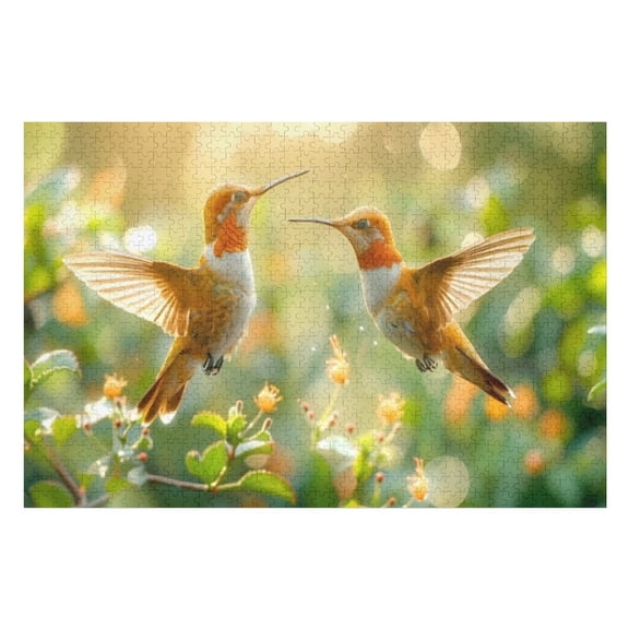 Puzzles for Adults 300 Pieces - Colored Hummingbird Nature Wooden Jigsaw Puzzle - Perfect Interlocking Clear Printing - Adults Educational Puzzle Ideal Gift