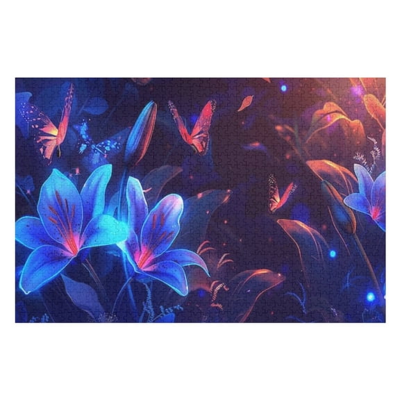Puzzles for Adults 300 Pieces - Colorful Display Flowers With Butterflies Flowers Fun Educational Toys Decompressing Intellectual Puzzles Gift for Easter Hallowen Christmas Birthday