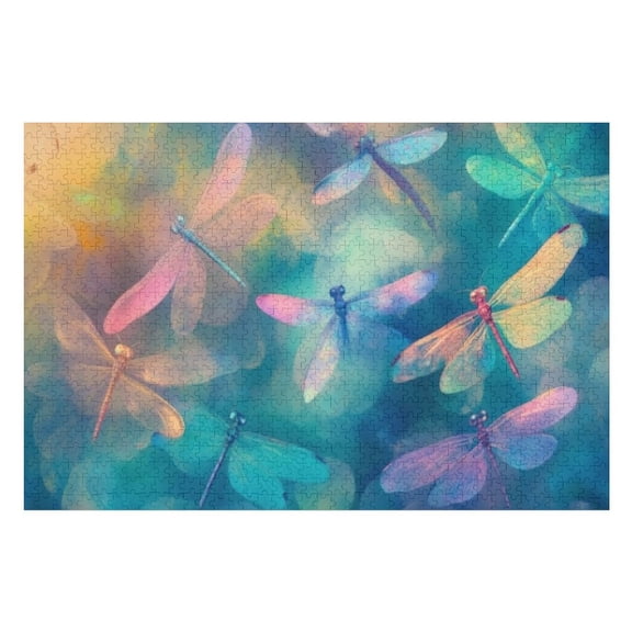 Puzzles for Adults 300 Pieces - Colorful Dragonflies With Iridescent Wings Challenging Gift for Puzzle Lovers, Fun Time with Friends, Displayable Wall Decor