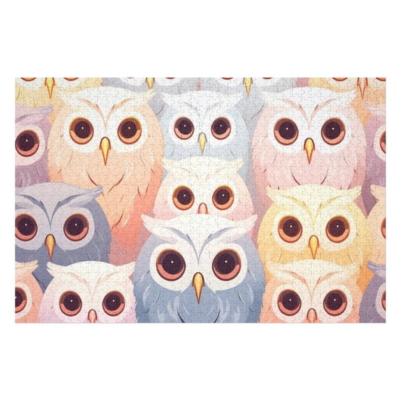 Puzzles for Adults 300 Pieces - Cute Owl Patterns Anime Art Style High Difficulty Wooden Jigsaw Puzzle - Family Entertainment Leisure Fun Interactive, Relaxing Holiday Puzzles