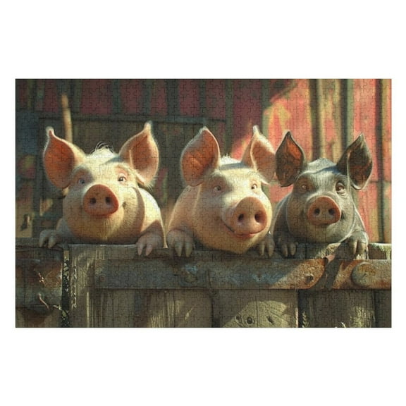 Puzzles for Adults 300 Pieces - Farm Pigs High Difficulty Wooden Jigsaw Puzzle - Family Entertainment Leisure Fun Interactive, Relaxing Holiday Puzzles