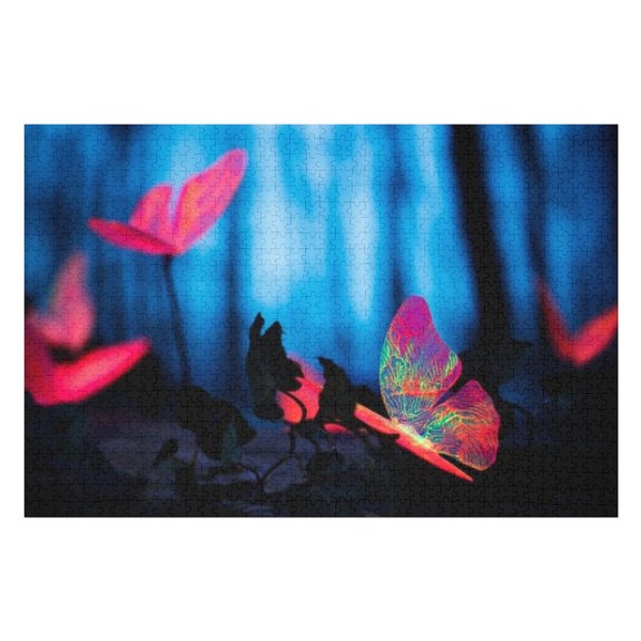 Puzzles for Adults 300 Pieces - Glowing Insects Night Forest Challenging High Difficulty Jigsaw Puzzle,Great Gift for Jigsaw Lovers for Family Fun & Couples