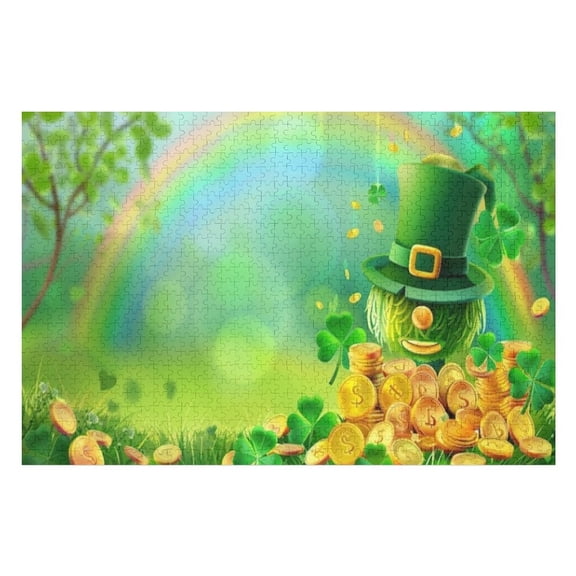Puzzles for Adults 300 Pieces - Happy St Patrick'S Day Celebration Patrick With Rainbow Challenging Gift for Puzzle Lovers, Fun Time with Friends, Displayable Wall Decor