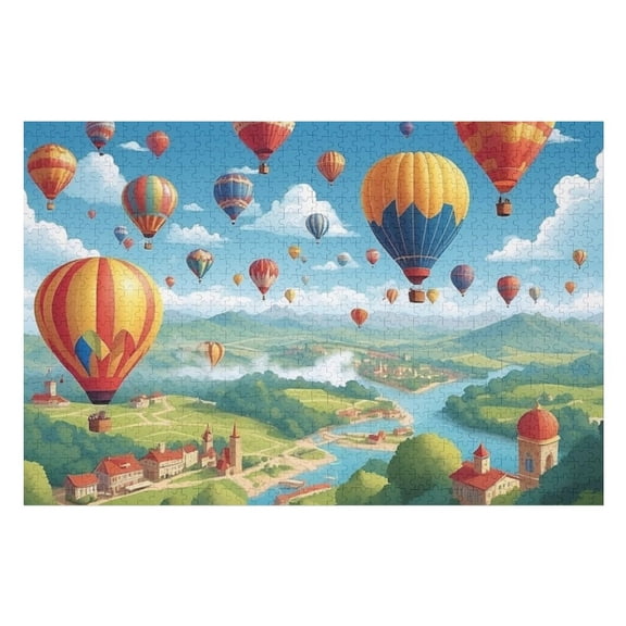 Puzzles for Adults 300 Pieces - Where Hot Air Balloons Soar High Carrying Peoples Aspirations Year Funny Jigsaw Puzzles Learning & Fun Educational Toys Gift