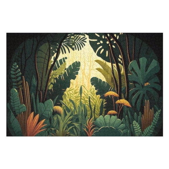 Puzzles for Adults 300 Pieces - Jungle Forest View Tropical Trees Challenging Jigsaw Puzzle, Daring to Try, Family Entertainment Interactive Fun Jigsaw Puzzle Gifts