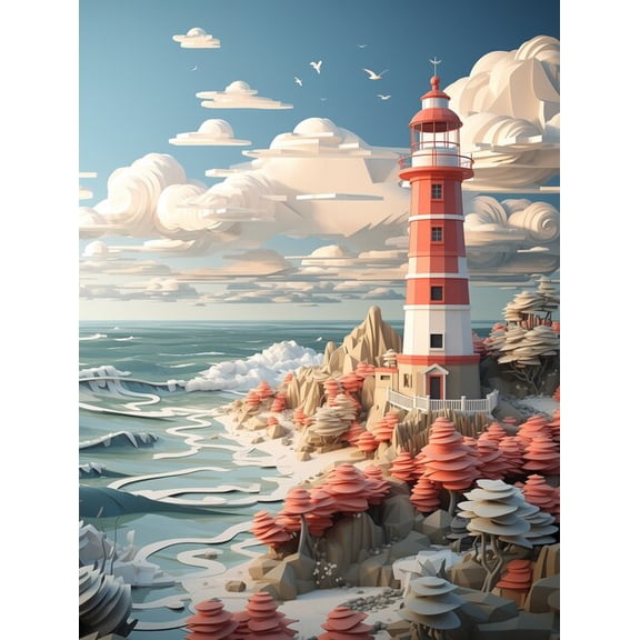 Puzzles for Adults 300 Pieces Lighthouse With Sea Landscape Wooden Jigsaw Puzzle Impossible Hard Difficult Challenging Game Artistic Wall Decor Accessories DIY Puzzles for Home Decoration