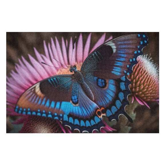 Puzzles for Adults 300 Pieces - Multi Colored Butterfly Wing Shows Beauty Nature Challenging Gifts for Jigsaw Puzzle Lovers, Enjoy Happy Time with Friends, Framable Room Wall Decoration