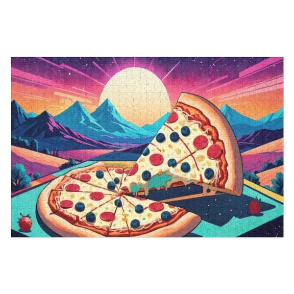 Puzzles for Adults 300 Pieces - Pizza With Slice Missing From It That Has Word Pizza It Challenging Jigsaw Puzzle, Daring to Try, Family Entertainment Interactive Fun Jigsaw Puzzle Gifts