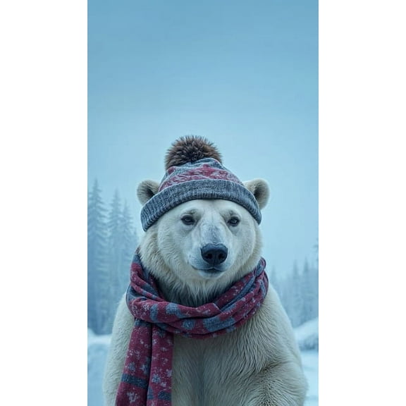 Puzzles for Adults 300 Pieces Polar Bear With Scarf Hat Winter Time Wooden Jigsaw Puzzle Impossible Hard Difficult Challenging Game Artistic Wall Decor Accessories DIY Puzzles for Home Decoration