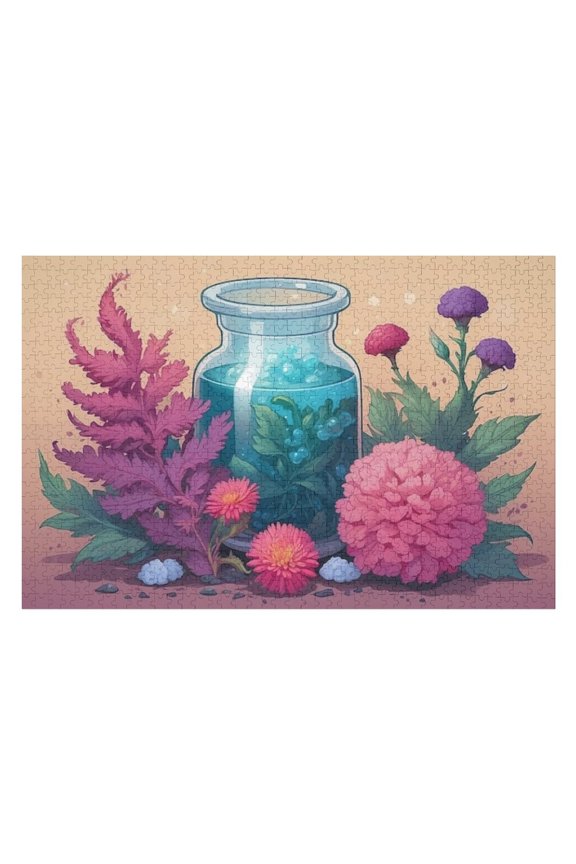 Puzzles for Adults 300 Pieces - Potion Mystical Properties Crafting With Cockscomb Flowers Funny Puzzle Unique Difficult and Challenge Large Puzzle Game Toys Gift