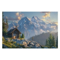 Puzzles for Adults 300 Pieces - Serene Mountain Cabin Retreat Scenic Challenging Jigsaw Puzzle, Daring to Try, Family Entertainment Interactive Fun Jigsaw Puzzle Gifts