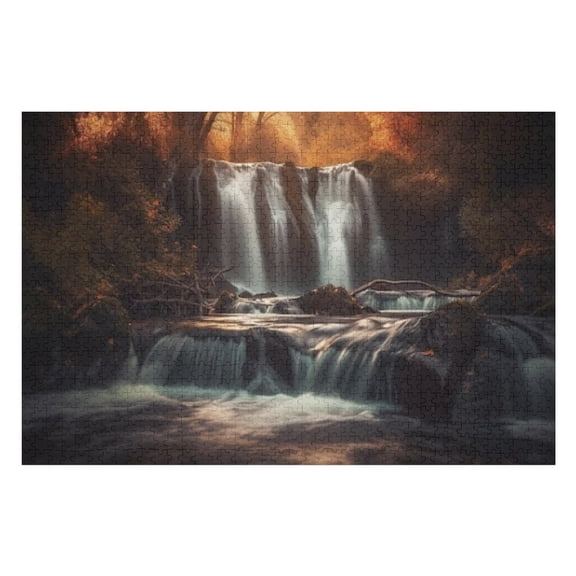 Puzzles for Adults 300 Pieces - Smooth Grass Flowing Water Majestic Autumn Landscape Challenging Jigsaw Puzzle, Daring to Try, Family Entertainment Interactive Fun Jigsaw Puzzle Gifts