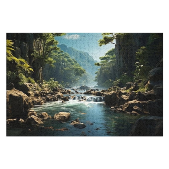 Puzzles for Adults 300 Pieces - Tranquil Scene Tropical Rainforest Flowing Water Green Foliage Puzzles for Family Games, Puzzle for Gifts, Funny Puzzle for Education