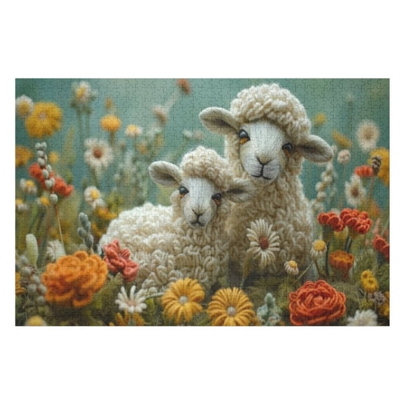 Puzzles for Adults 300 Pieces - Tranquil Sheep Grazing Lush Green Meadow Fun Educational Toys Decompressing Intellectual Puzzles Gift for Easter Hallowen Christmas Birthday