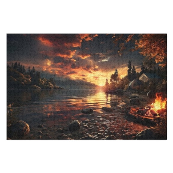 Puzzles for Adults 300 Pieces - Tranquil Sunset Reflecting Beauty Nature Serene Waters Challenging Gift for Puzzle Lovers, Fun Time with Friends, Displayable Wall Decor & Home Gift
