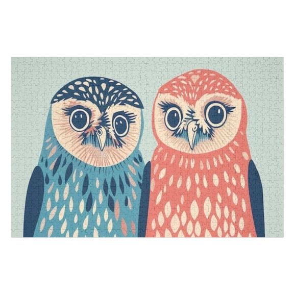Puzzles for Adults 300 Pieces - Two Owls With Big Eyes Looking Each Other Challenging Jigsaw Puzzle, Daring to Try, Family Entertainment Interactive Fun Jigsaw Puzzle Gifts