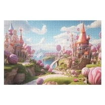Puzzles for Adults 300 Pieces - Whimsical Candy Land With Giant Lollipops Cupcakes Funny Puzzles Educational Games Gift for Birthday Christmas Halloween