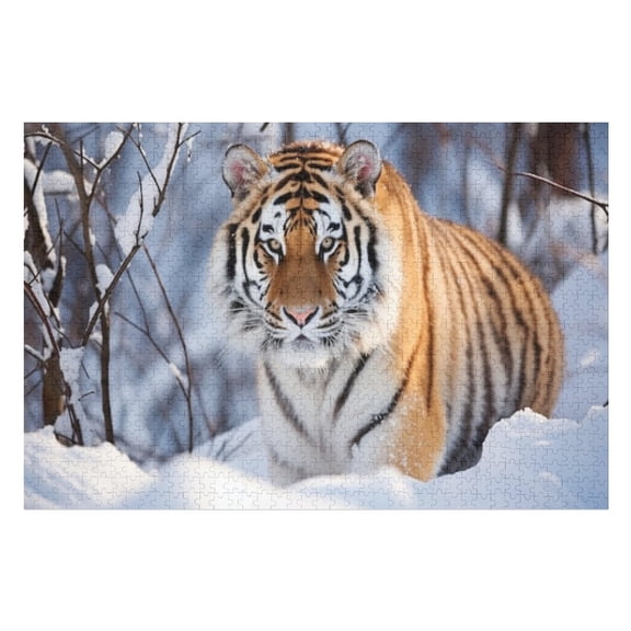 Puzzles for Adults 300 Pieces - Wild Tiger With Snow Best Challenging Puzzles for Cognitive Workout - Safe Eco-Friendly - Most Popular Leisure Activities