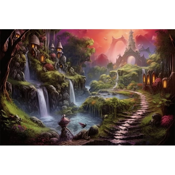 Puzzles for Adults 50 Pieces Jigsaw Puzzles Fantasy Series Magic House Castle Formation Wooden Wall Art Pictures for Living Room Props Toys 7.9 x 5.9 in