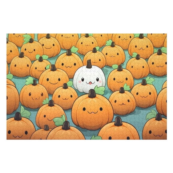 Puzzles for Adults 500 Pieces - Cute Cartoon Pumpkin Funny Puzzles Brain Challenge Educational Game Relaxation Pastime Entertainment Activity Decorative Puzzle