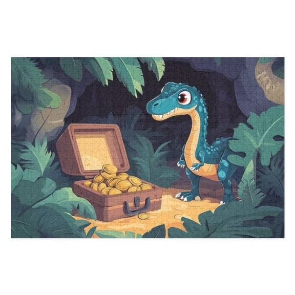 Puzzles for Adults 500 Pieces - Cute Dinosaur Finding Treasure Fun Educational Toys Decompressing Intellectual Puzzles Gift for Easter Hallowen Christmas Birthday