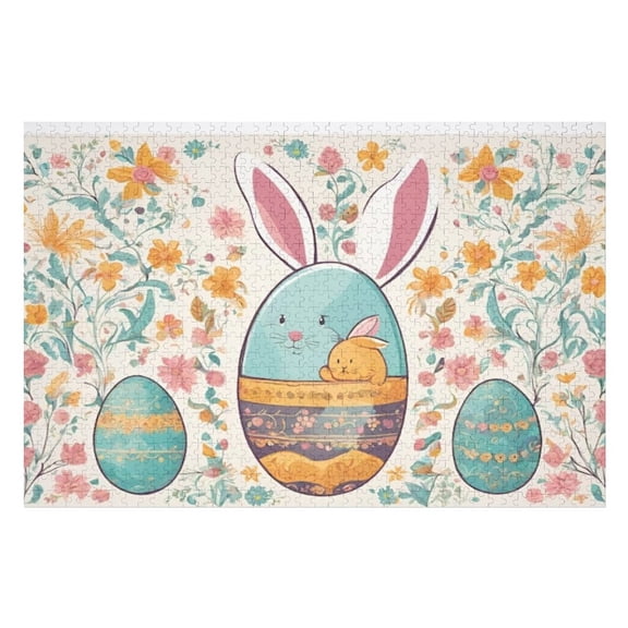 Puzzles for Adults 500 Pieces - Easter Bunny Egg Funny Puzzles Brain Challenge Educational Game Relaxation Pastime Entertainment Activity Decorative Puzzle