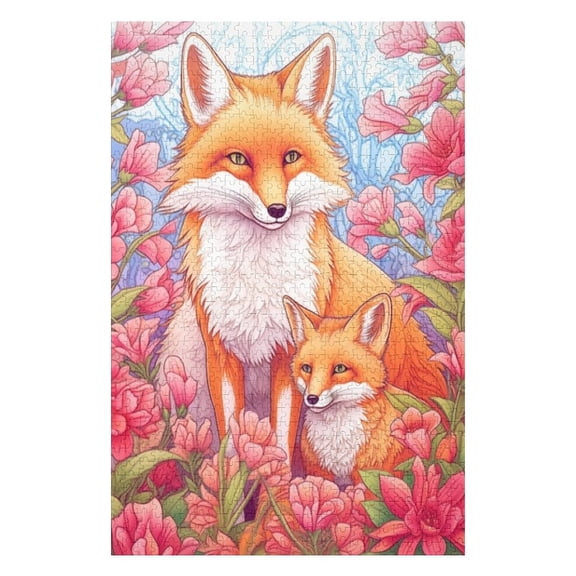 Puzzles for Adults 500 Pieces - Foxs Field Flowers Fun Educational Toys Decompressing Intellectual Puzzles Gift for Easter Hallowen Christmas Birthday