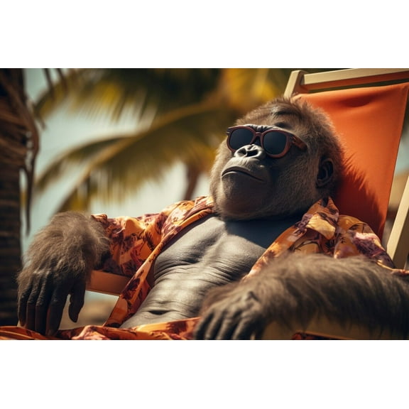 Puzzles for Adults 500 Pieces Gorilla Beach Summer Wooden Jigsaw Puzzle Impossible Hard Difficult Challenging Game Artistic Wall Decor Accessories DIY Puzzles for Home Decoration