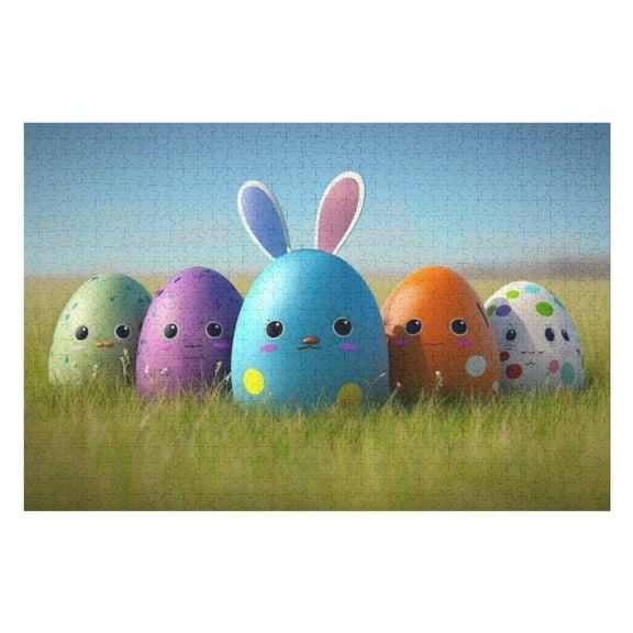 Puzzles for Adults 500 Pieces - Happy Easter With Many Colorful Cute Easter Eggs Challenging High Difficulty Jigsaw Puzzle,Great Gift for Jigsaw Lovers for Family Fun & Couples