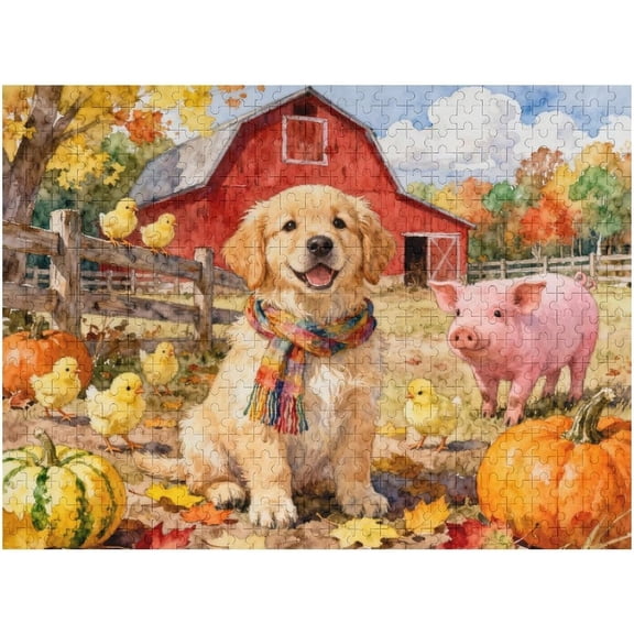 Puzzles for Adults 500 Pieces Jigsaw Puzzle Pig Dog Puzzles for Adults Colorful Animals Puzzle Challenging Puzzle Family Games Precision-Cut Vibrant Imagery, 20.5 X 15 in 500 PCS