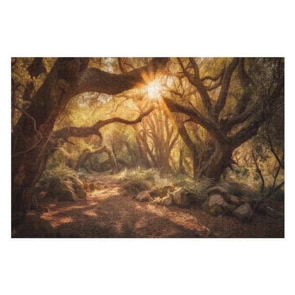 Puzzles for Adults 500 Pieces - Leaf Strewn Footpath Winds Through Tranquil Autumn Forest Funny Puzzle Unique Difficult and Challenge Large Puzzle Game Toys Gift