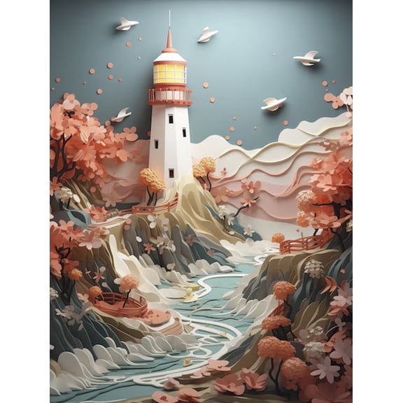 Puzzles for Adults 500 Pieces Lighthouse With Sea Landscape Wooden Jigsaw Puzzle Impossible Hard Difficult Challenging Game Artistic Wall Decor Accessories DIY Puzzles for Home Decoration