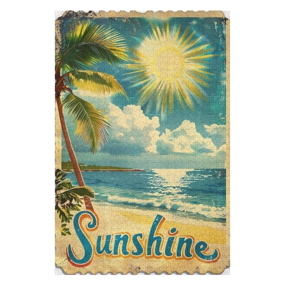 Puzzles for Adults 500 Pieces - Nostalgic Seaside With Scalloped Edges Sunshine Funny Puzzles Brain Challenge Educational Game Relaxation Pastime Entertainment Activity Decorative Puzzle