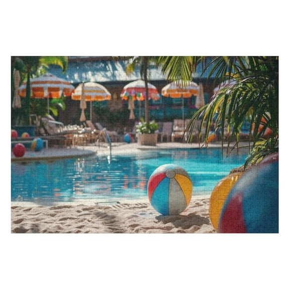 Puzzles for Adults 500 Pieces - Pool Party Beach Resort Challenging Jigsaw Puzzle, Daring to Try, Family Entertainment Interactive Fun Jigsaw Puzzle Gifts