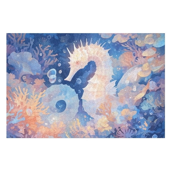 Puzzles for Adults 500 Pieces - Seahorse High Difficulty Wooden Jigsaw Puzzle - Family Entertainment Leisure Fun Interactive, Relaxing Holiday Puzzles