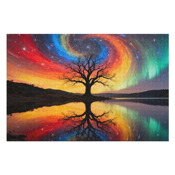 500 Piece Tree of Life Aurora Puzzle for Adults, 20.5x15 in – Letters on Back, Hard Challenging