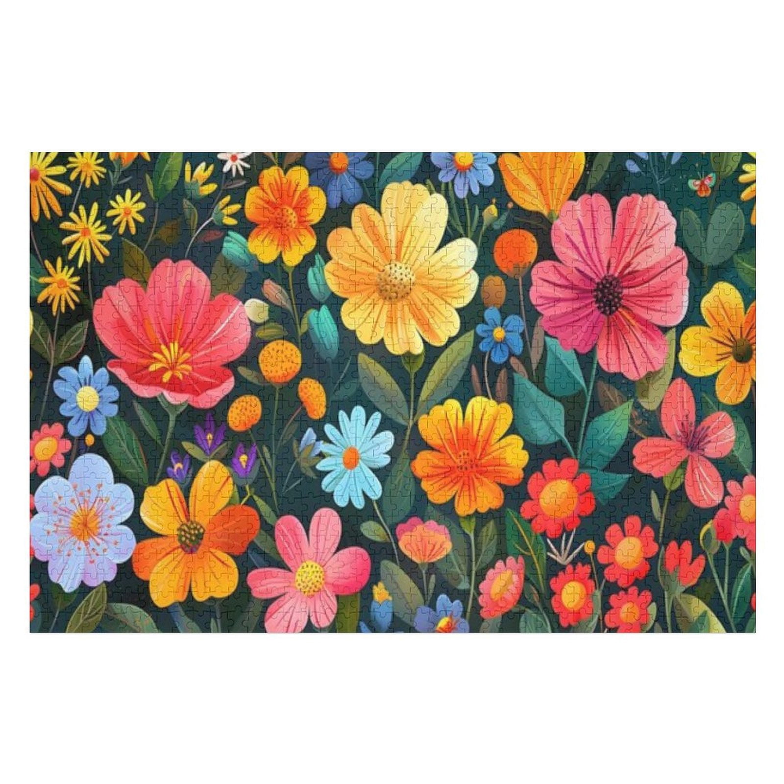 Color Patterns Puzzle Puzzles for Adults 500 Pieces - Vibrant Floral Pattern With Handdrawn ...