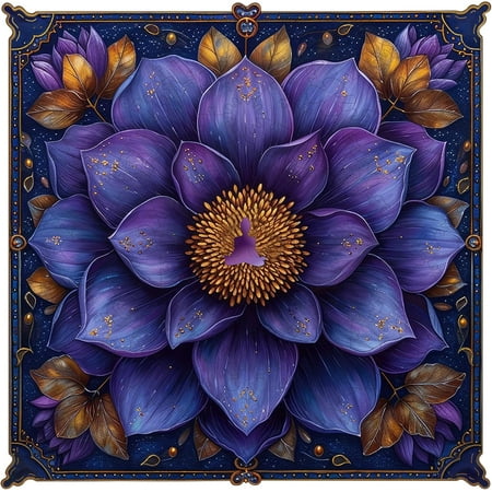 Puzzles for Adults Mandala Flower Wooden Puzzles, 500 Pieces Unique Shaped Lotus Yoga Gifts Jigsaw Puzzles, for Yoga Lover, Fun Challenge Family Game 16.4'' x 16.4''