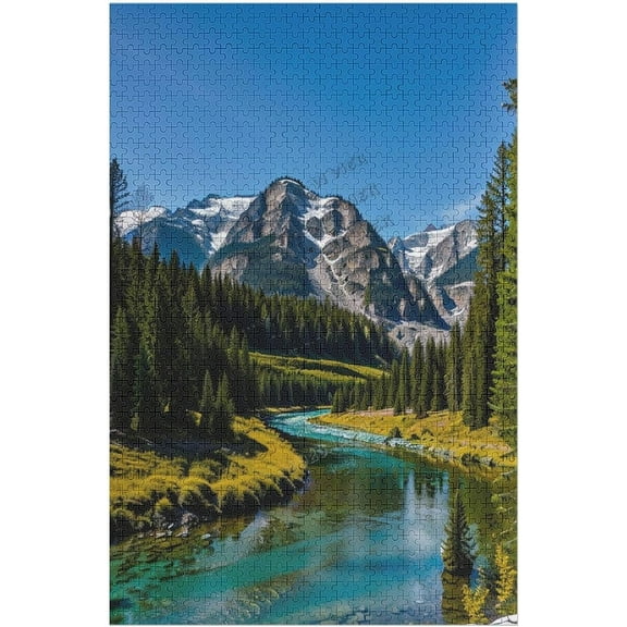 Puzzles for Adults Mountains Waterfall Water Flow Creek Stream Landscape Jigsaw Puzzles for Adults 1000 Pieces,Educational Funny Puzzles IQ Challenge Assembling Toys Home Wall Decoration