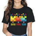 thumbnail image 1 of Puzzles Autism Awareness Women Tops T-Shirt Graphics Shirt Casual Short Sleeve Crew Neck Shirts Gift Tee Black Medium, 1 of 3