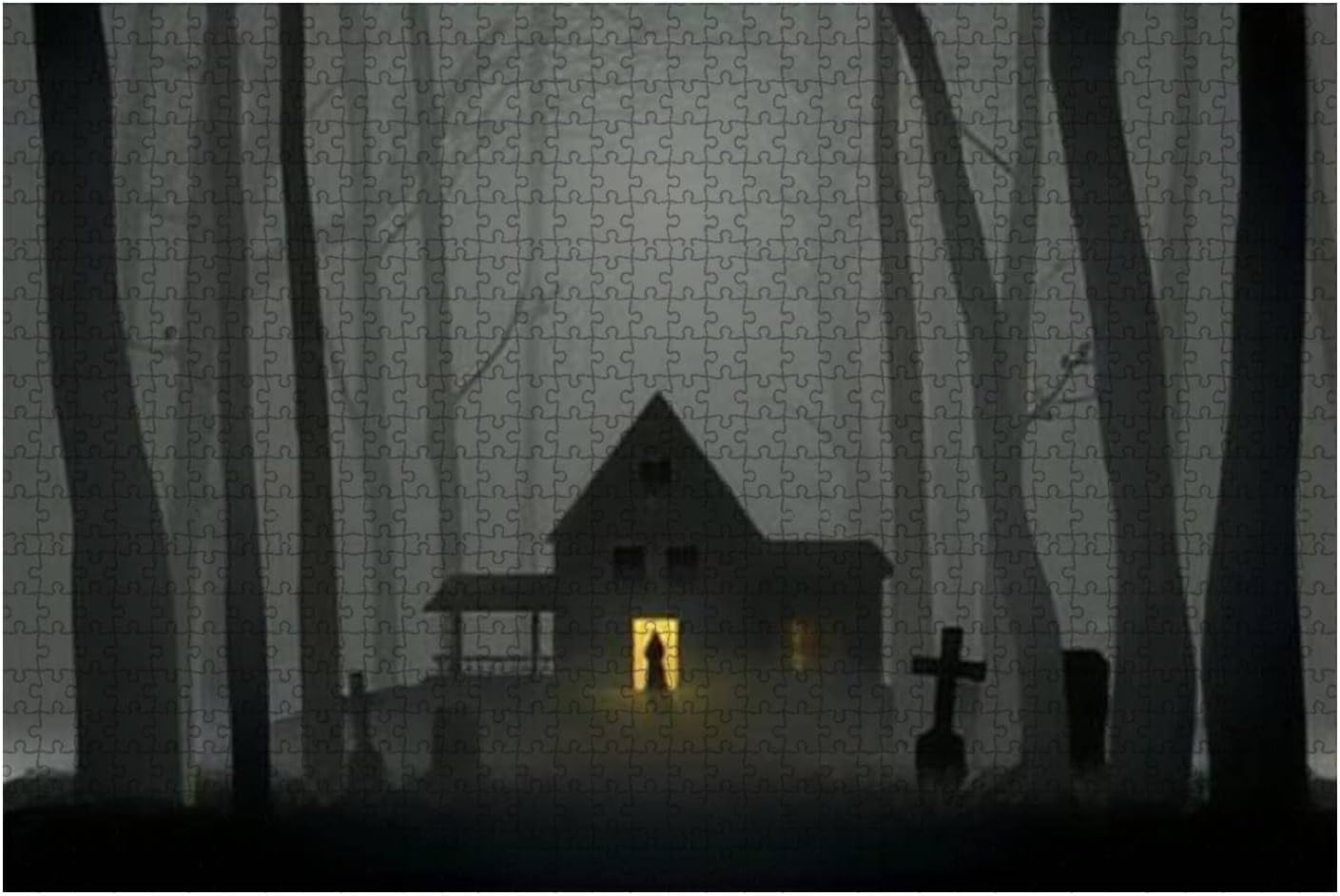 Puzzles For Adults 1000 Pieces Graphic Spooky House Woods For Halloween
