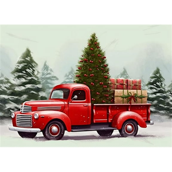 Puzzles For Adults 50 Pieces Red Truck House Christmas Tree Formation Wooden Family Room Decorations Funny Wall Art Gift Jigsaw Puzzle