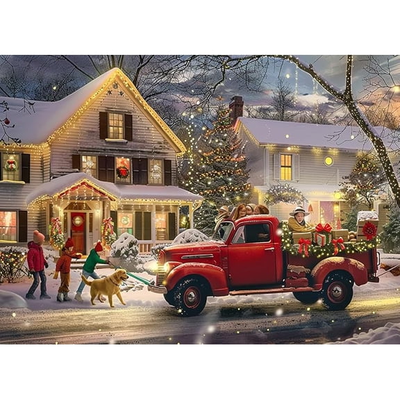 Puzzles For Adults 500 Pieces Advent Calendar The Inn Snowy Day Red Car At Christmas Party Jigsaw Puzzle Funny Wall Art Gift