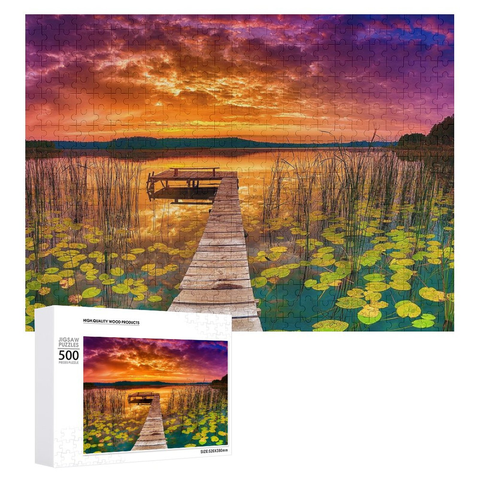 Puzzles For Adults 500 Pieces Colorful Lake At Sunset National Parks 