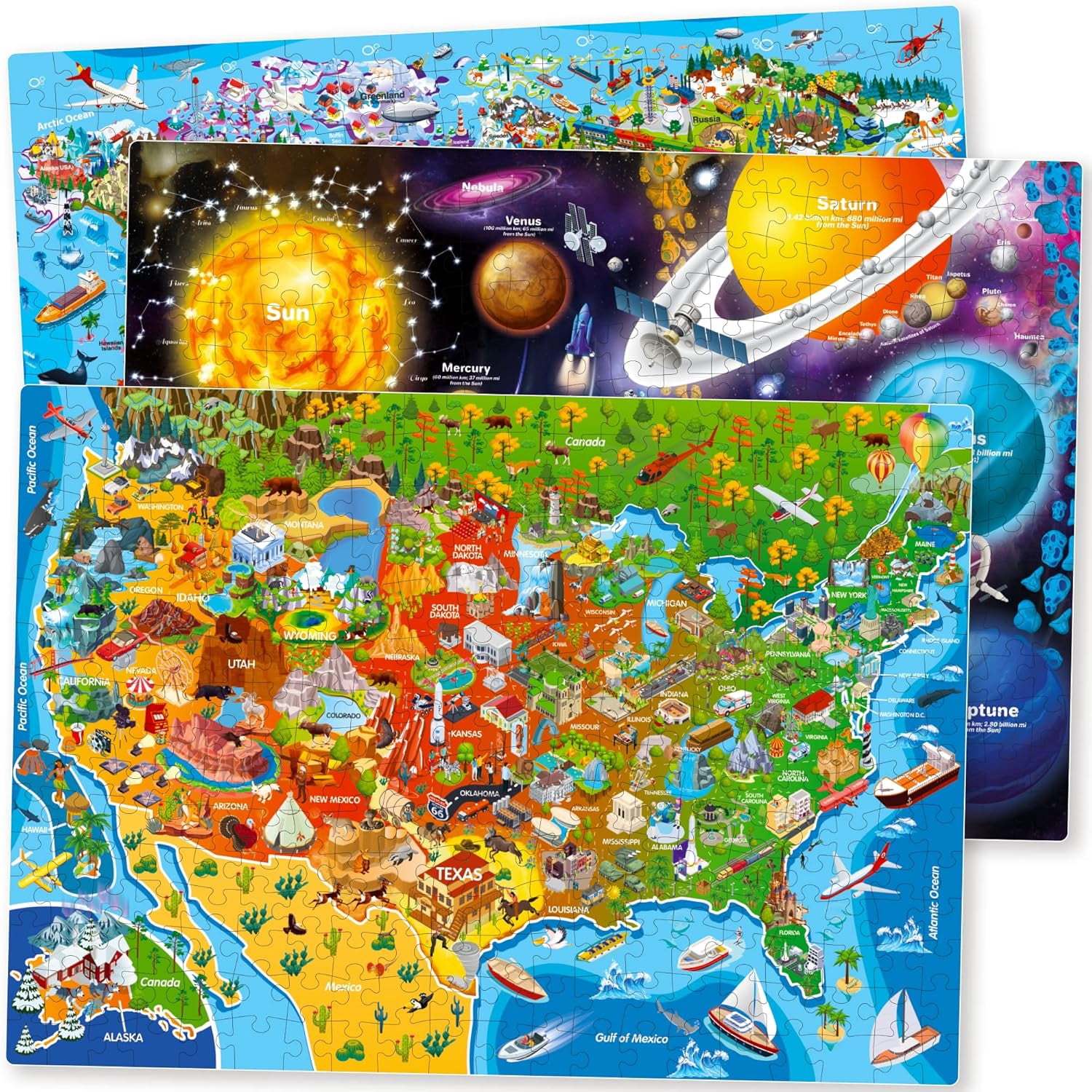 Puzzles for Kids Ages 4-6 - 3 Set 100 Piece Puzzles for Toddlers 3-5