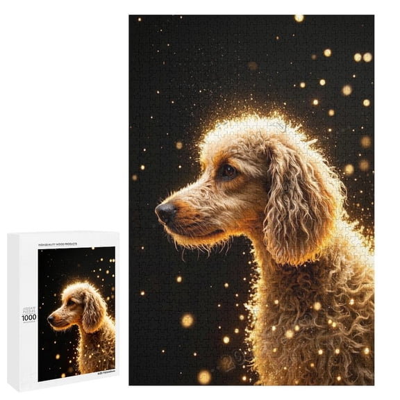Puzzles Poodle with Black Background Jigsaw Puzzles for Adults Art Wooden Puzzles Fun Educational Intellectual 1000 Piece